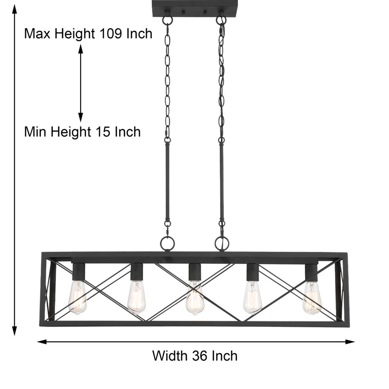 Darlington 5 - Light Kitchen Island Chandelier Dimmable Linear Chandelier, Aged Zinc