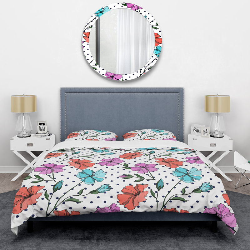 Fleurs botaniques multicolores - ensemble de housse de couette floral - microfibre de polyester