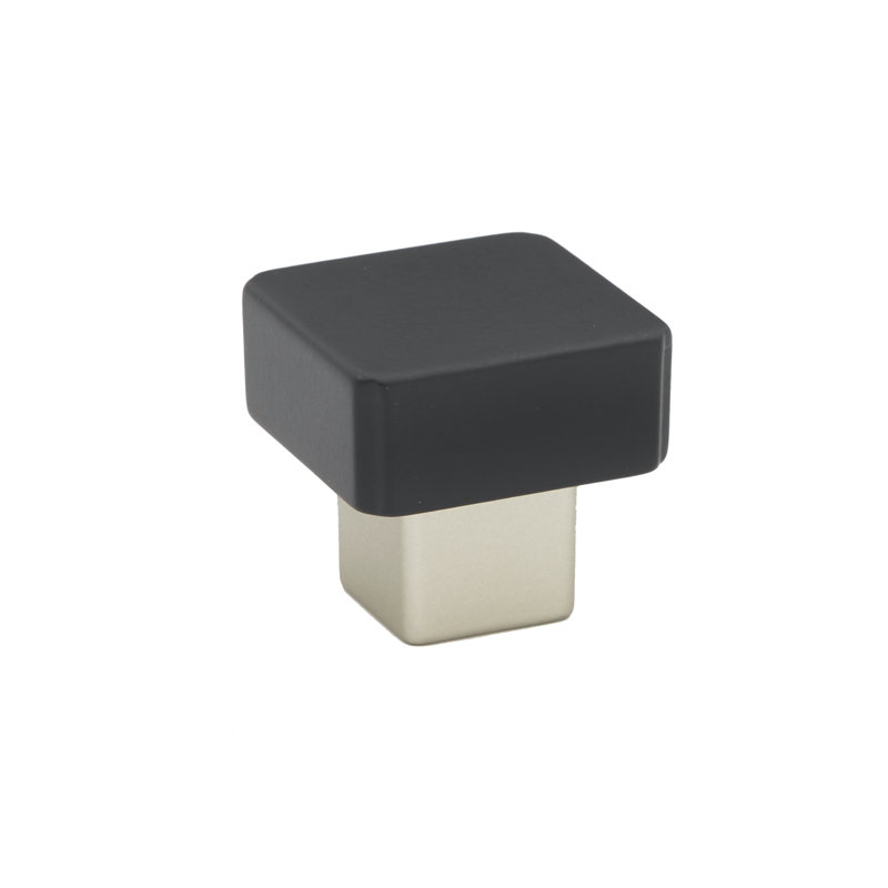 Quadrato Square Knob, Matte Nickel/Matte Black