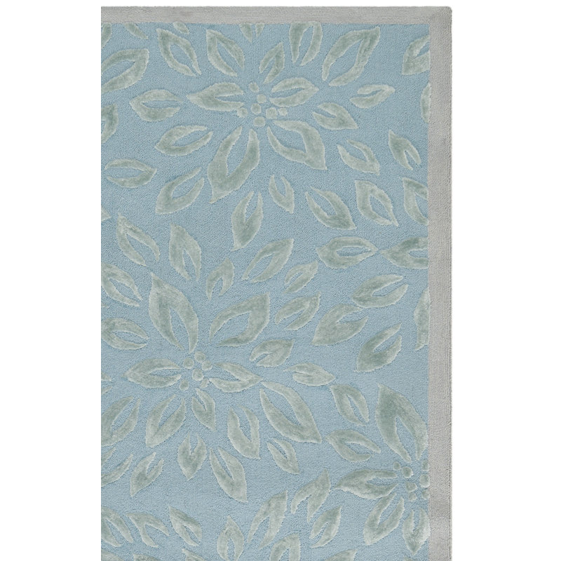 Tapis floral bleu / gris, Rectangle 8 pi x 10 pi