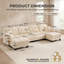 Canapé nuage 4 places beige crème en chenille avec 2 poufs amovibles, coussins capitonnés et finis à pompons-1881575001