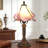 14" Tiffany Style Table Lamp With Floral Stained Glass Shade (Bulb Include)