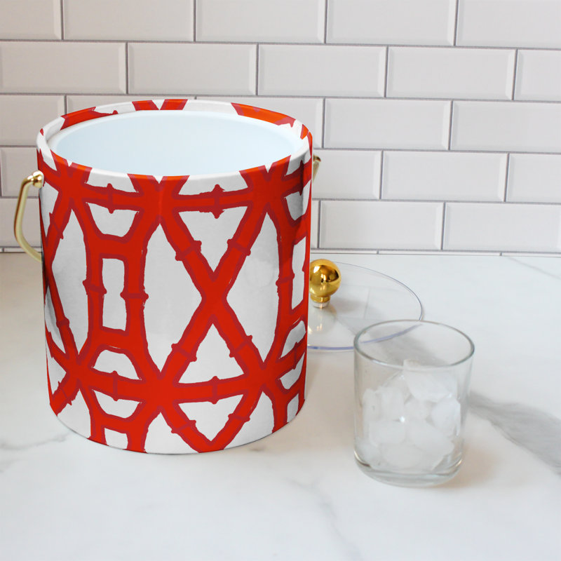 SEAU À GLACE BAMBOU ROUGE, Blanc/rouge