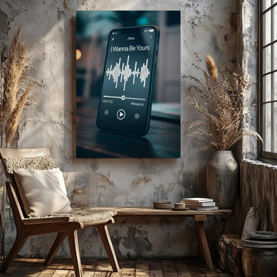 Canvas Create A Digital Illustration Of A Smartphone Screen Displaying A Wall Art Music Player Interface Featuring A Sleek Modern Canvas Wall Art