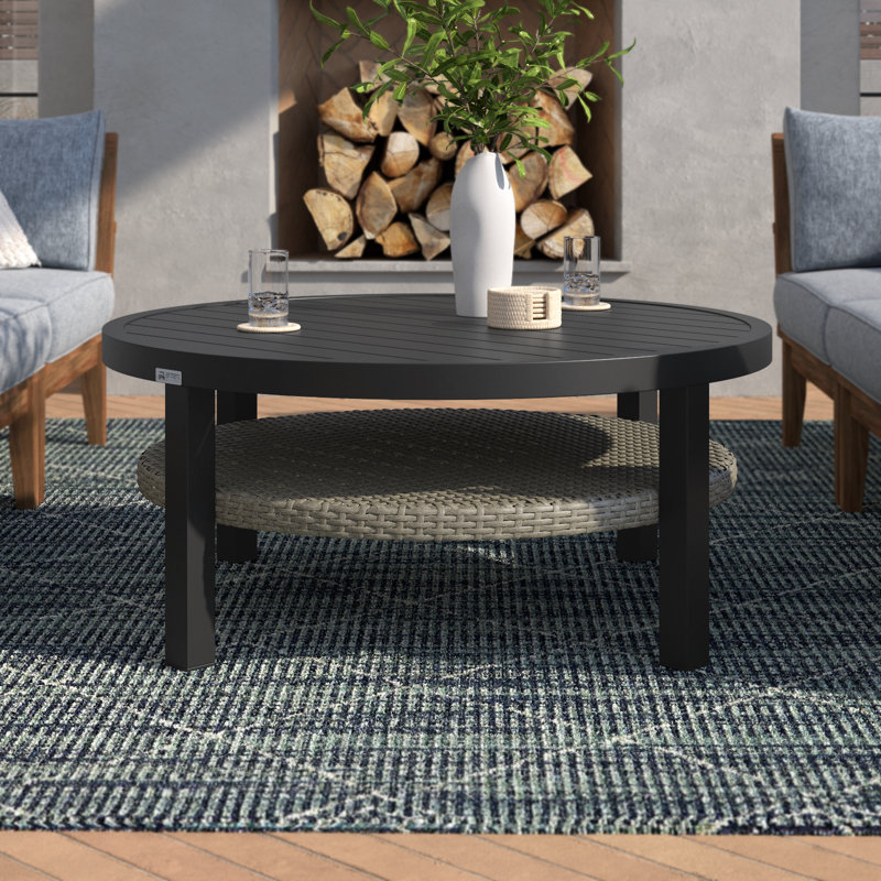 Abalone Round Metal Outdoor Coffee Table , 42'' in. W 42'' in. D
