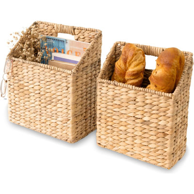 Paniers de rangement suspendus en osier, ensemble de 2 paniers muraux pour accessoires et classeurs, paniers à courrier