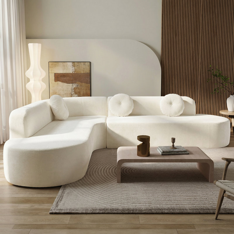 Salvatore 122 Inch Wide Extra Large Four Seater Sectional (Compression), Beige Chenille