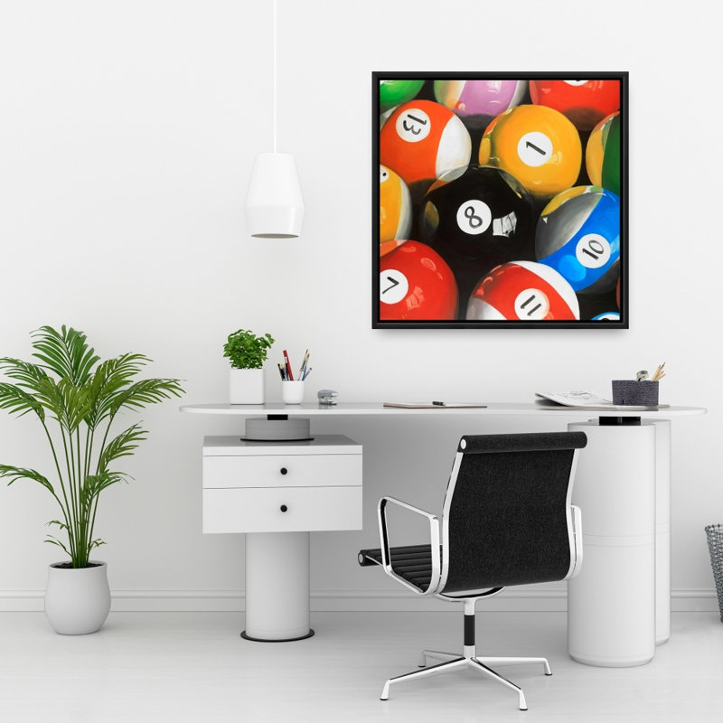 Gros plan sur les boules de billard | Décoration sur toile hyperréaliste encadrée