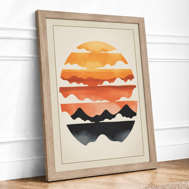 Stacked Burger Modern - Framed Print, A2 - 59.4 x 42.0 cm, Oak