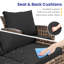 Ensemble de meubles de patio en osier 4 pièces avec coussins, ensemble de conversation extérieur avec cadre en fer et table basse en verre pour terrasse, balcon-696418202-696418213