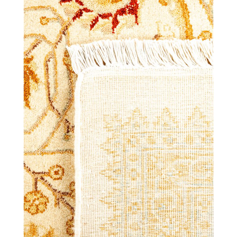 Tapis orange / bourgogne / ivoire noué à la main de conception unique 8 pi 2 po x 10 pi 7 po Hayner