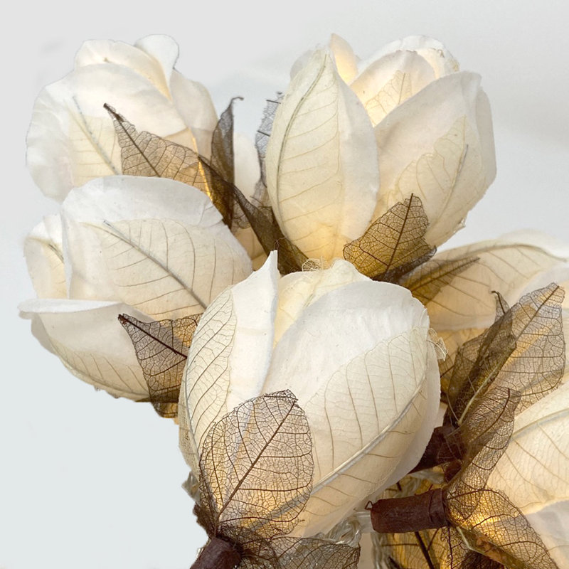 Vold LED Handmade Paper Roses String Light, White