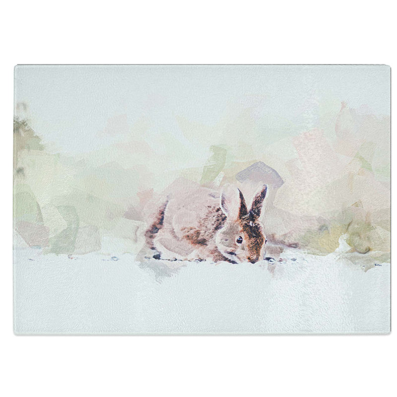 Tempered Glass Rabbit Grazing Chopping Board, 39 cm W x 28.5 cm L