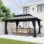 D Pavillon de jardin en aluminium à toit double avec toit et rideaux-125469717-125469718-125469722