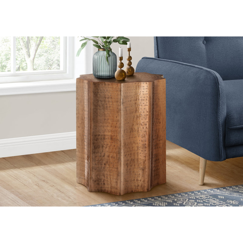 Table d'appoint contemporaine tambour en métal cuivré contemporain pour chambre à coucher salon | Idée de cadeau