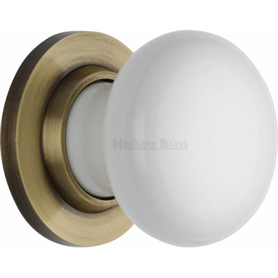 Plain White Porcelain Door Knob on Rose