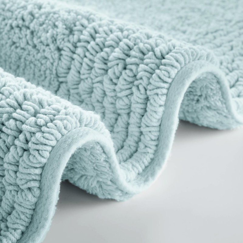 Blue 100% Cotton 24X36" 3000 Gsm Reversible Bath Rug - And Machine Washable For Easy Use, Single - 35.29" L x 24.33" W