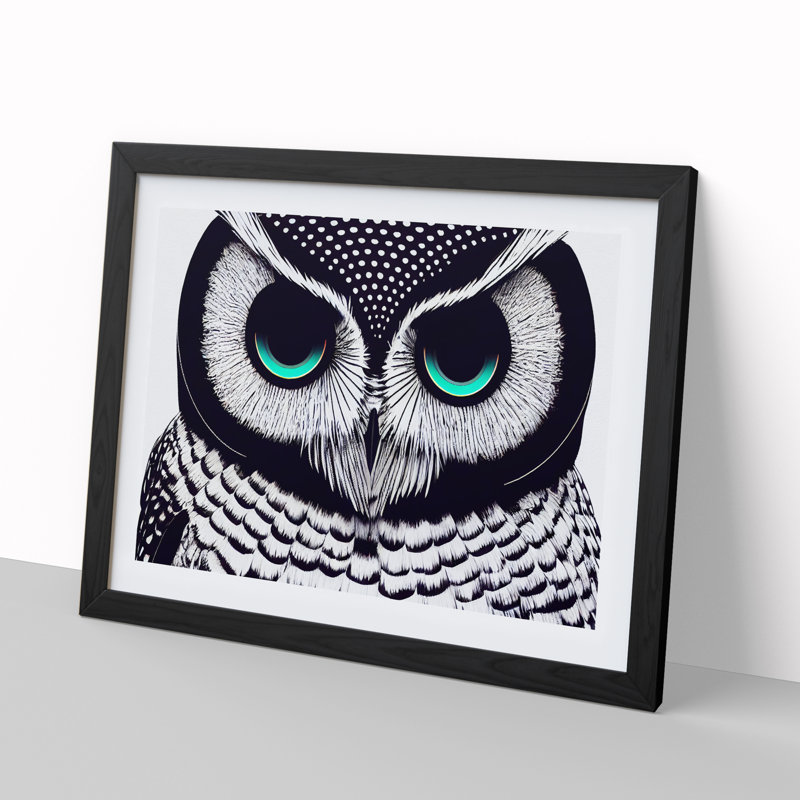 Illuminated Owl - Framed Print, Black, 34cm H x 46cm W x 2cm D