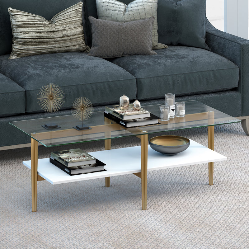 Four Leg Coffee Table with Storage, White