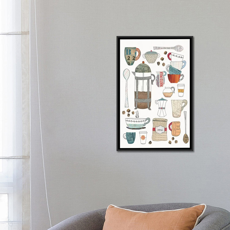 «Coffee Chart II», impression sur toile, H 26 po x l 18 po x P 1,5 po, Toile avec cadre noir, Pas de tapis