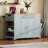 Multifunctional Kitchen Islands, Grey Blue Mdf And Wood With Trash Storage