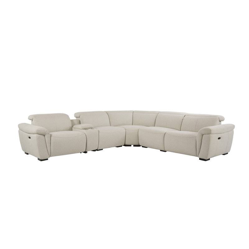 Canapé modulaire inclinable électrique pour 5 personnes Dayana Beige Boucle