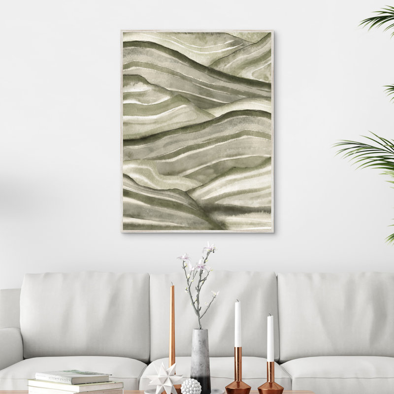Art mural encadré "Wavy Green Lines" par Willowbrook