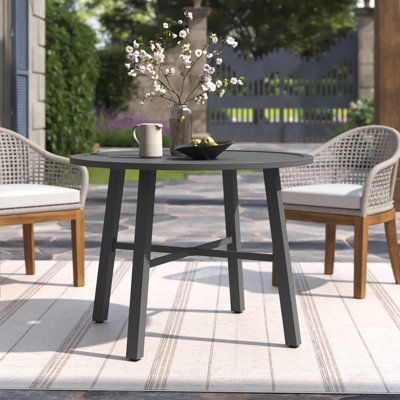 Sybil Round Metal Outdoor Dining Table With Umbrella Hole , 41.9'' in. W 41.9'' in. D