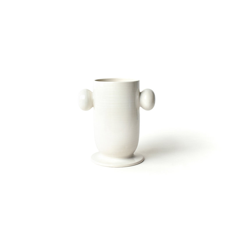 Grand vase cylindrique blanc avec poignées Signature