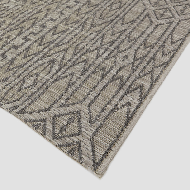 Tapis brun clair / taupe d'inspiration mondiale Lorcan, Rectangle 5 pi 3 po x 7 pi