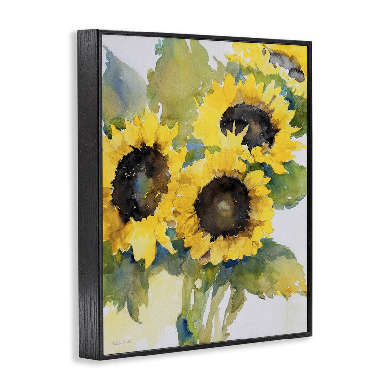 «Blooming Sunflower Bundle», art de la giclée encadrée par Theresa Heidel, Giclée encadrée noir minuit, H 14 po x l 11 po