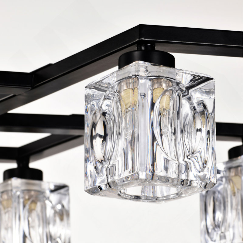 Lustre en cristal noir mat, lustre en métal industriel moderne à 8 lumières, luminaire pour la salle à manger, la cuisine, l'entrée de ferme et le salon