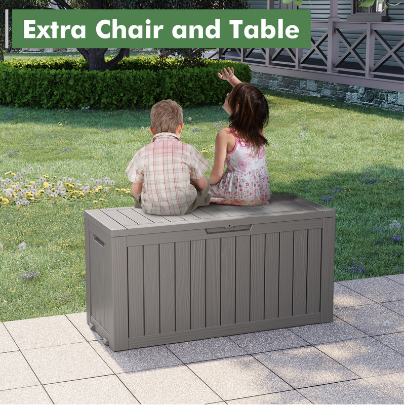 Gray Resin Lockable Deck Box with Wheels, 72 Gallon Capacity