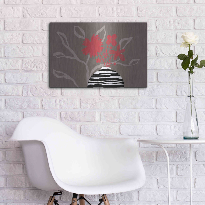 Art mural en métal Winston Porter «Dancing Red Flowers» par Delores Naskrent, H 12 po x l 16 po