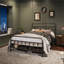 Metal Bed Frame with Vintage Headboard-419180860-435665680