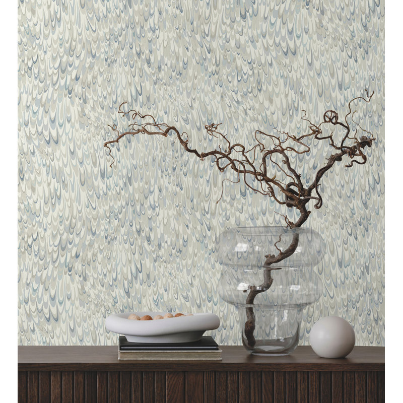 Aslan Marble Wallpaper Double Roll by Ronald Redding, Blue