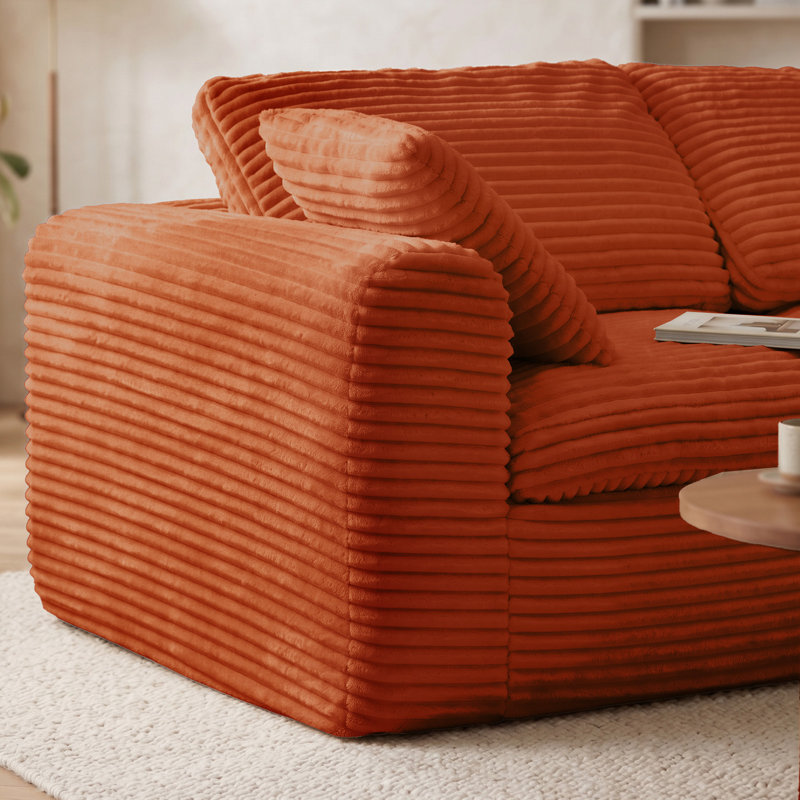 Canapé modulaire Boneless, Velours côtelé orange