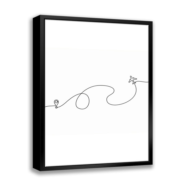 ATX Art Group LLC Airplane Line - Floater Frame Drawing Print on Canvas ...