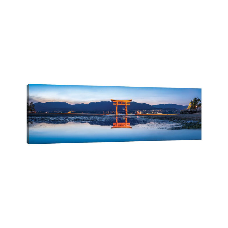 Panoramic View Of The Torii Gate Of The Itsukushima Shrine On Miyajima by Jan Becke - Wrapped Canvas Panoramic Print