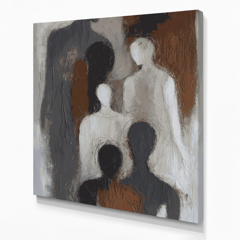 Abstrait art figuratif gris sur toile 90, H 12 po x l 12 po