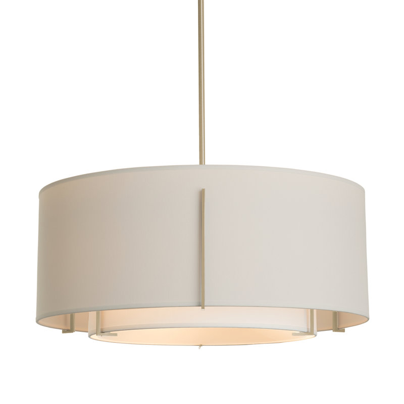 Exos 1 - Light Unique/Statement Drum Pendant, Flax, Soft Gold