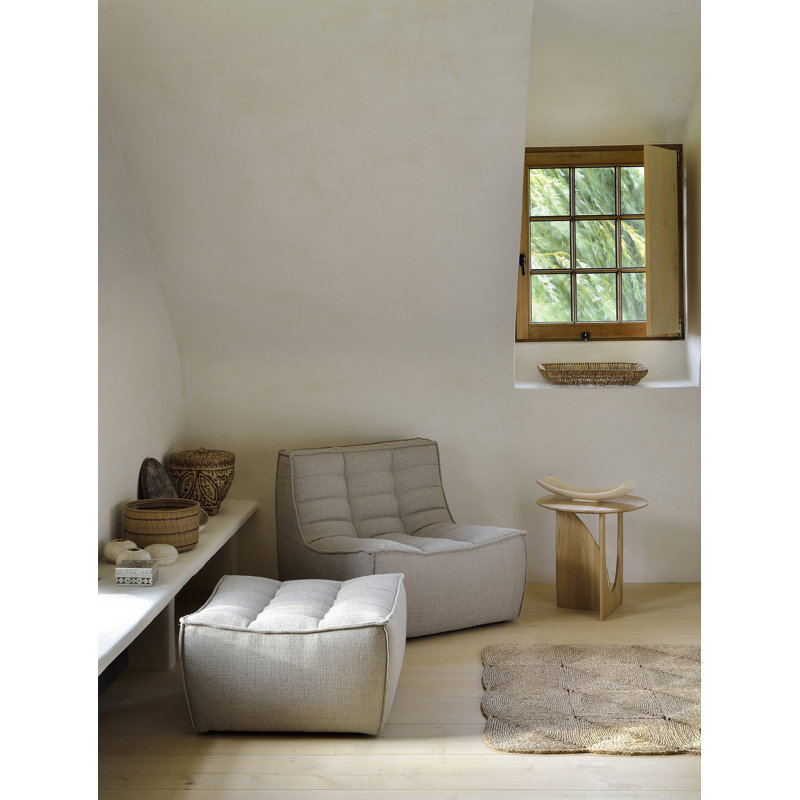 N701 Square Ottoman, Beige Polyester Blend
