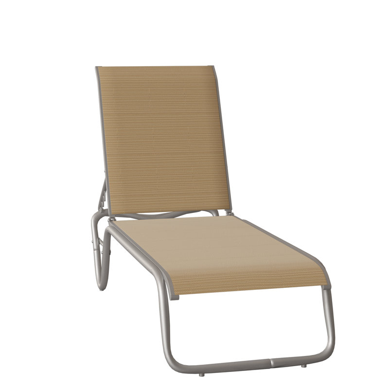 Gardenella Outdoor Metal Chaise Lounge, Sky, Warm Gray
