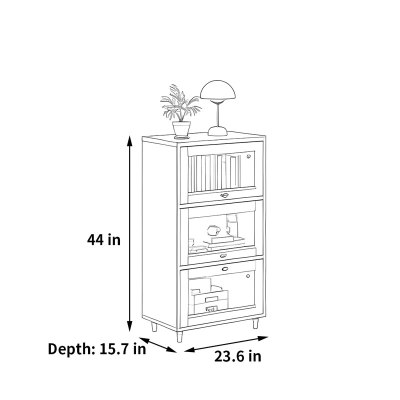 Bibliothèque de rangement pratique, Rouge / Brun, (3 tablettes) H 23,6 po x l 44 po x P 15,7 po