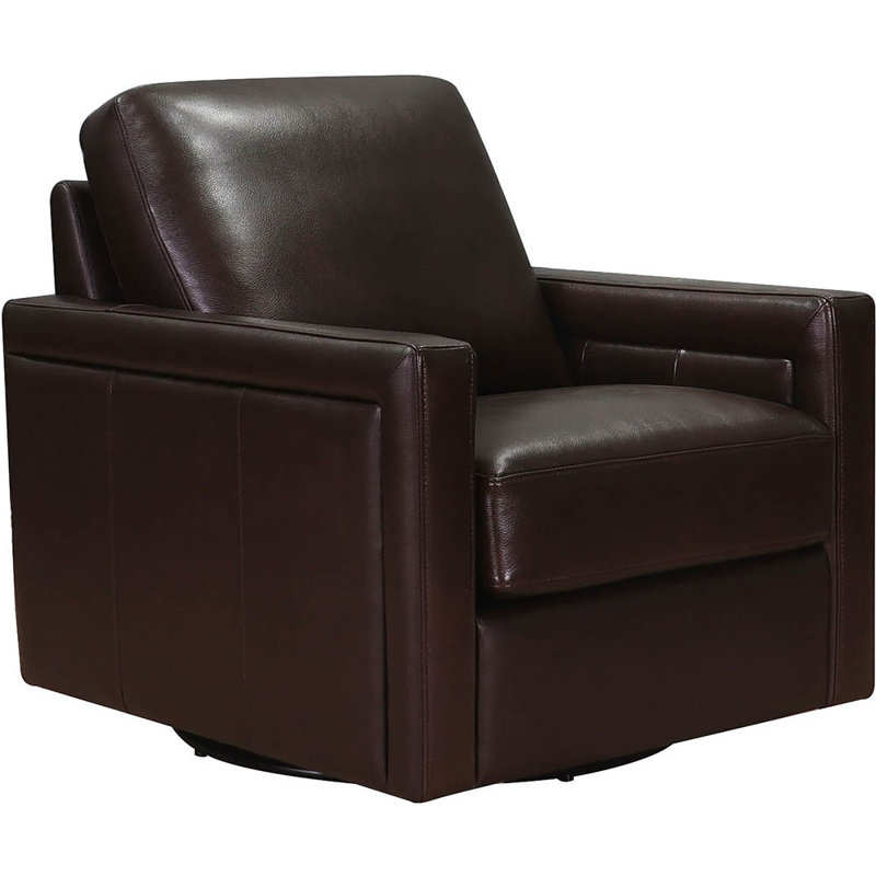 Fauteuil pivotant en cuir Vivienne, Cuir véritable espresso foncé Alice Pirouette
