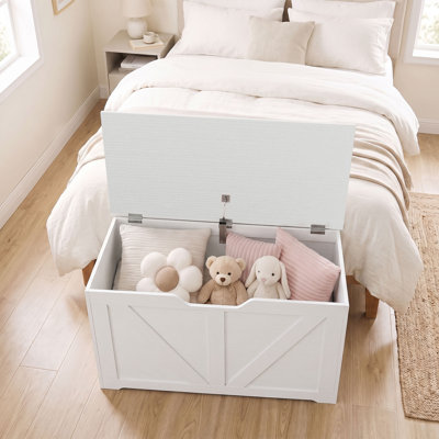 Coffre de rangement pour le salon, banc de rangement, l 31,5 po, blanc