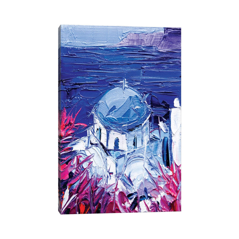 Santorini Church View 1 Piece Wrapped Canvas Painting, 30.48 cm H x 45.72 cm W