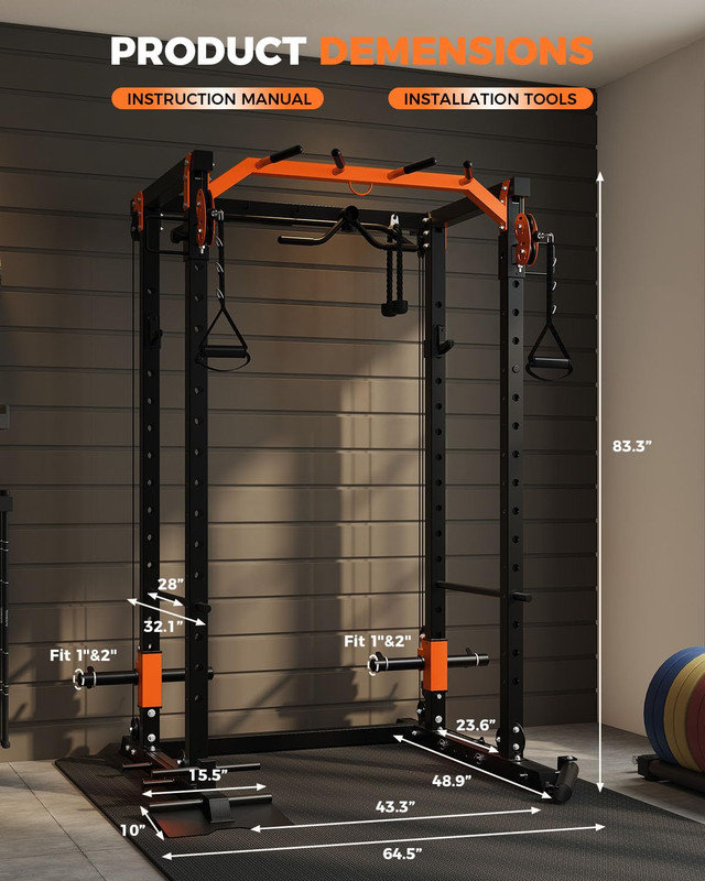 2000 LBS Power Rack avec câble croisé et LAT Pulldown