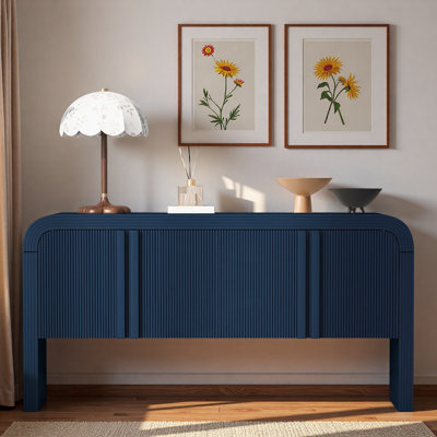 Console avec 4 portes ondulées et tablettes réglables