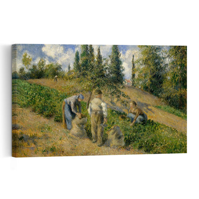 The Harvest, Pontoise, 1881 Impressionist Abstract Contemporary Landscape Tree Wall Art Print by Camille Pissarro - 1 Piece Wrapped Canvas Wall Art